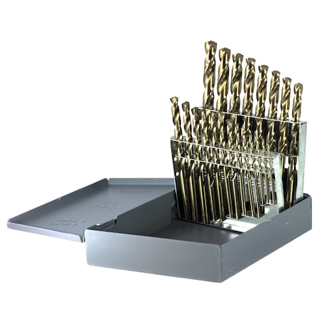 Drillco 21PC IMP COBALT SET 1/16- 1/4 BY 64TH 9/32-1/2 BY32 500E21V